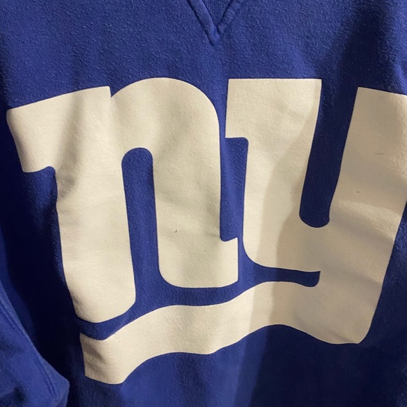 VTG 90s New York Giants Sweater Reebook Sz LRG Logo Blue Cotton Made in Jordan - Picture 5 of 8